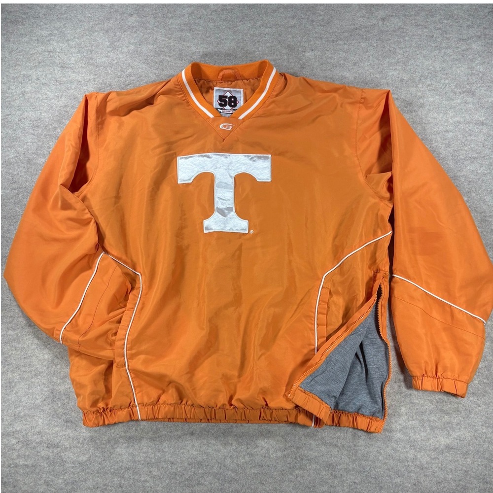 Tennessee Volunteers 58 Sports Mens XL Orange Windbreaker Pullover V-Neck Jacket